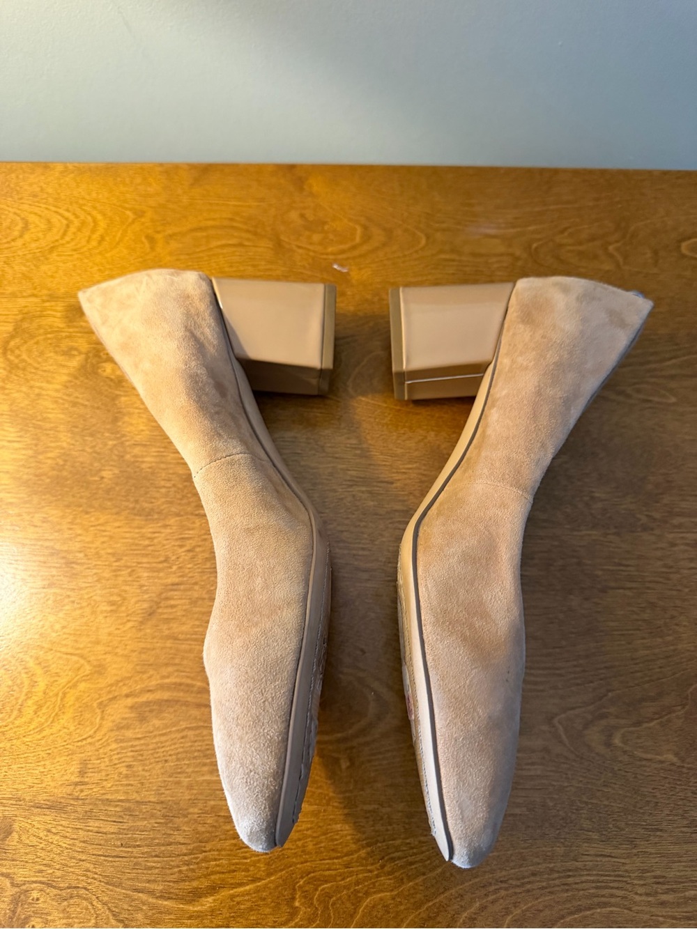 Donald Pliner Taupe Suede Block Heel Pumps Size 8 | 2” Heel | Classic Comfort - Picture 5 of 6